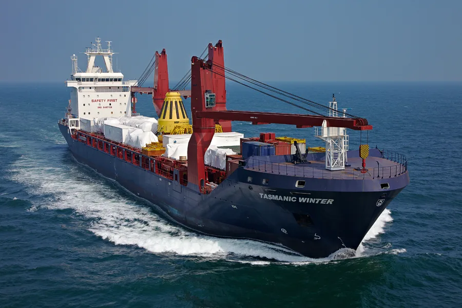 Das Containerschiff TASMANIC WINTER auf See
